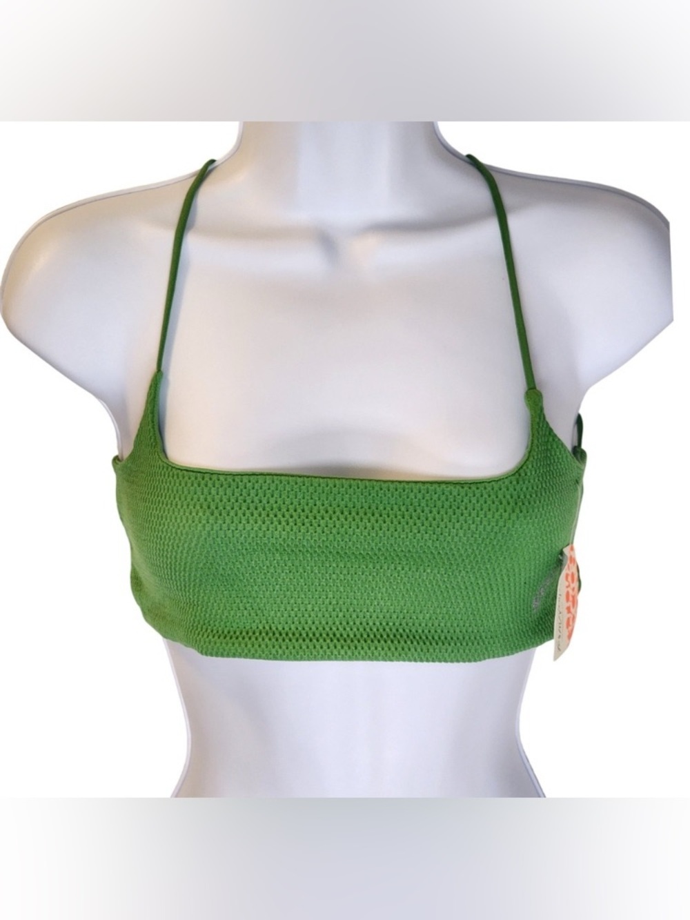 Green Textured Bandeau Bralette with Thin Straps - Women Intimates